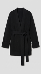 Code Culture catalog | cashmere-belt-knitted-cardigan-jacket | black | macro flat lay