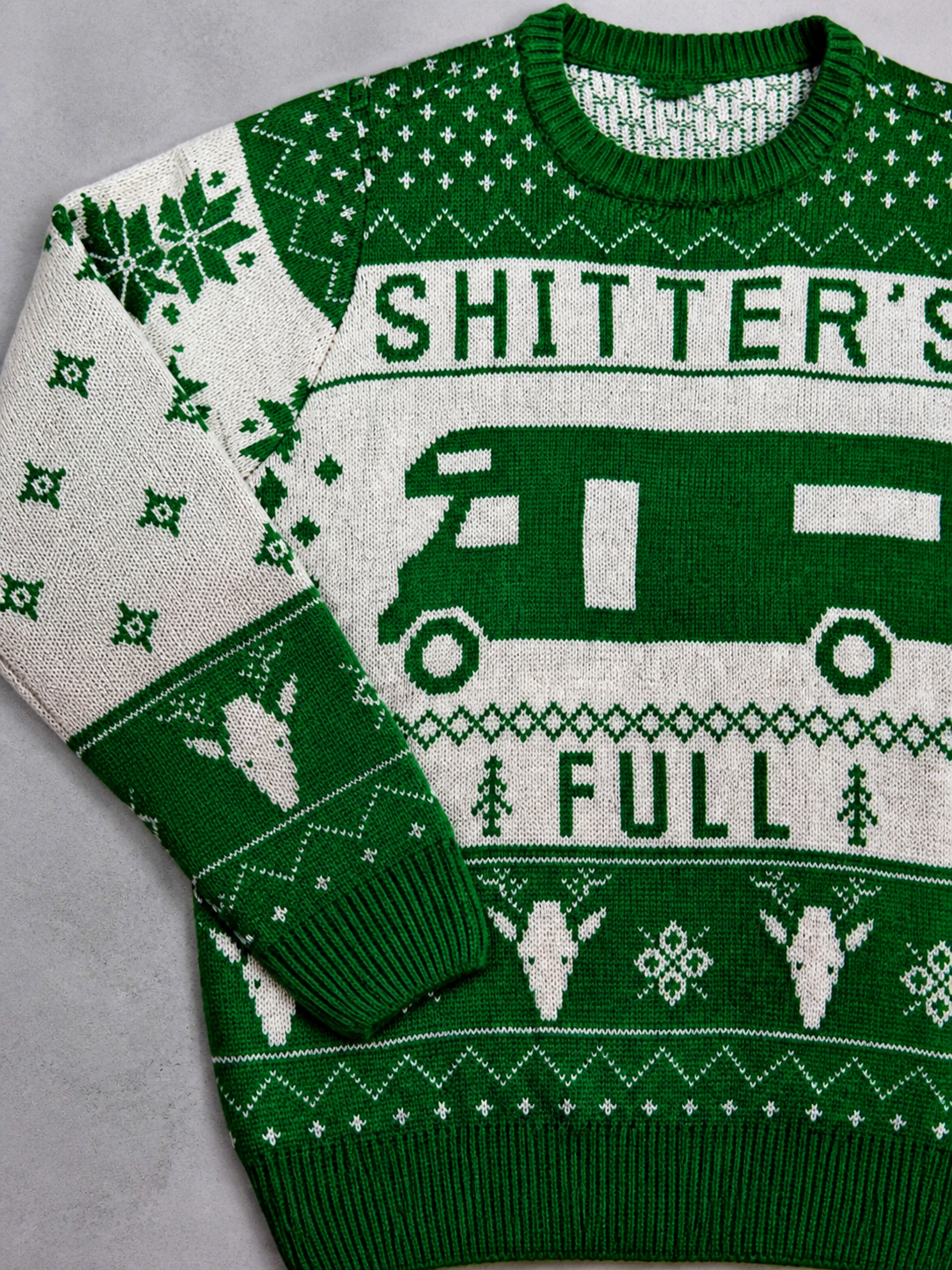 Code Culture catalog | pullover-crewneck-jacquard-christmas-sweater | green | macro flat lay