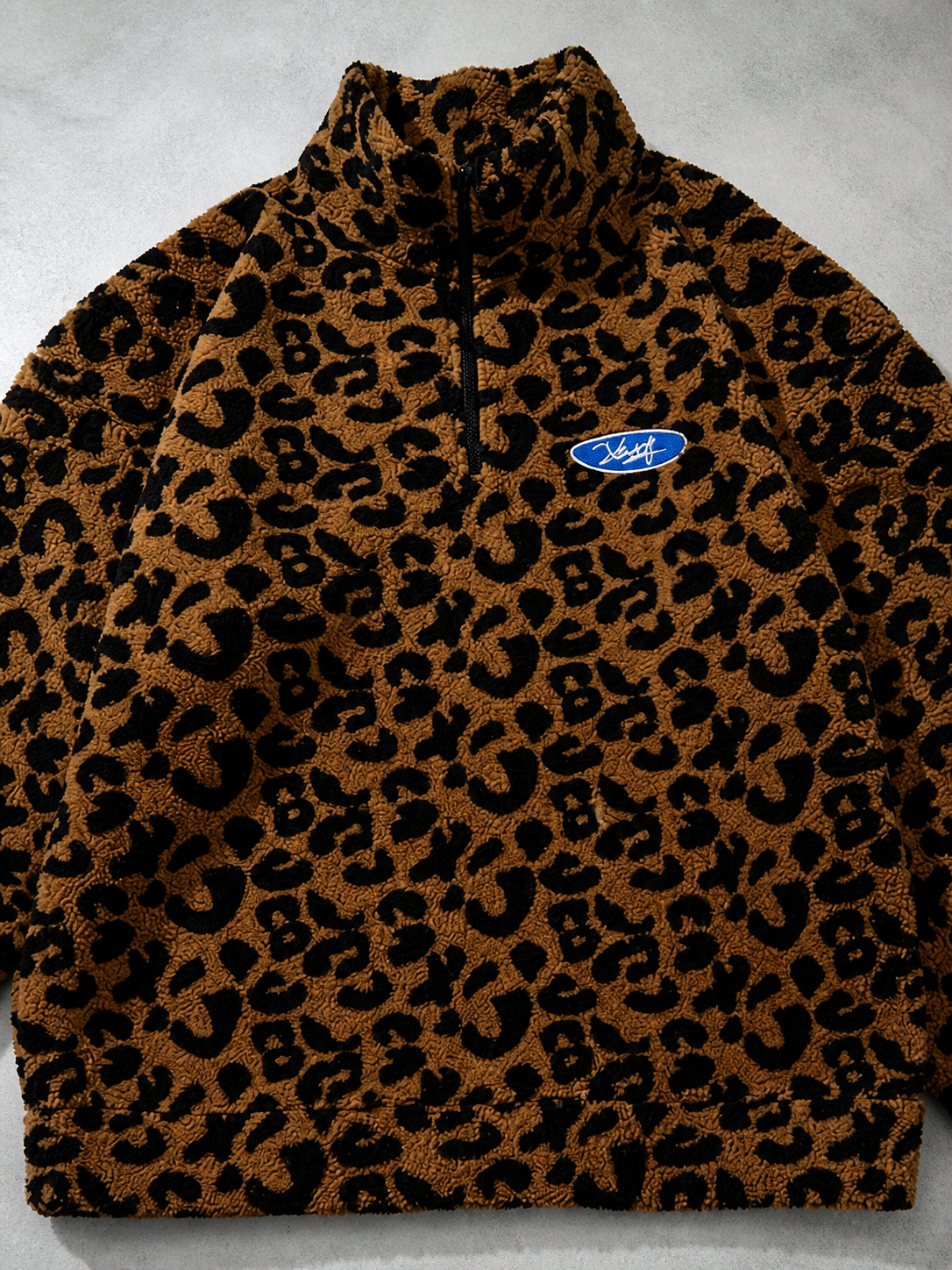 Code Culture catalog | oversized-stand-collar-jacket-lamb-fleece-sweater-fleece-top | 3518brown | macro flat lay