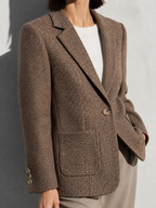 Women's Quilted Woolen Suit Jacket in Coffee, 04 macro, worn by model