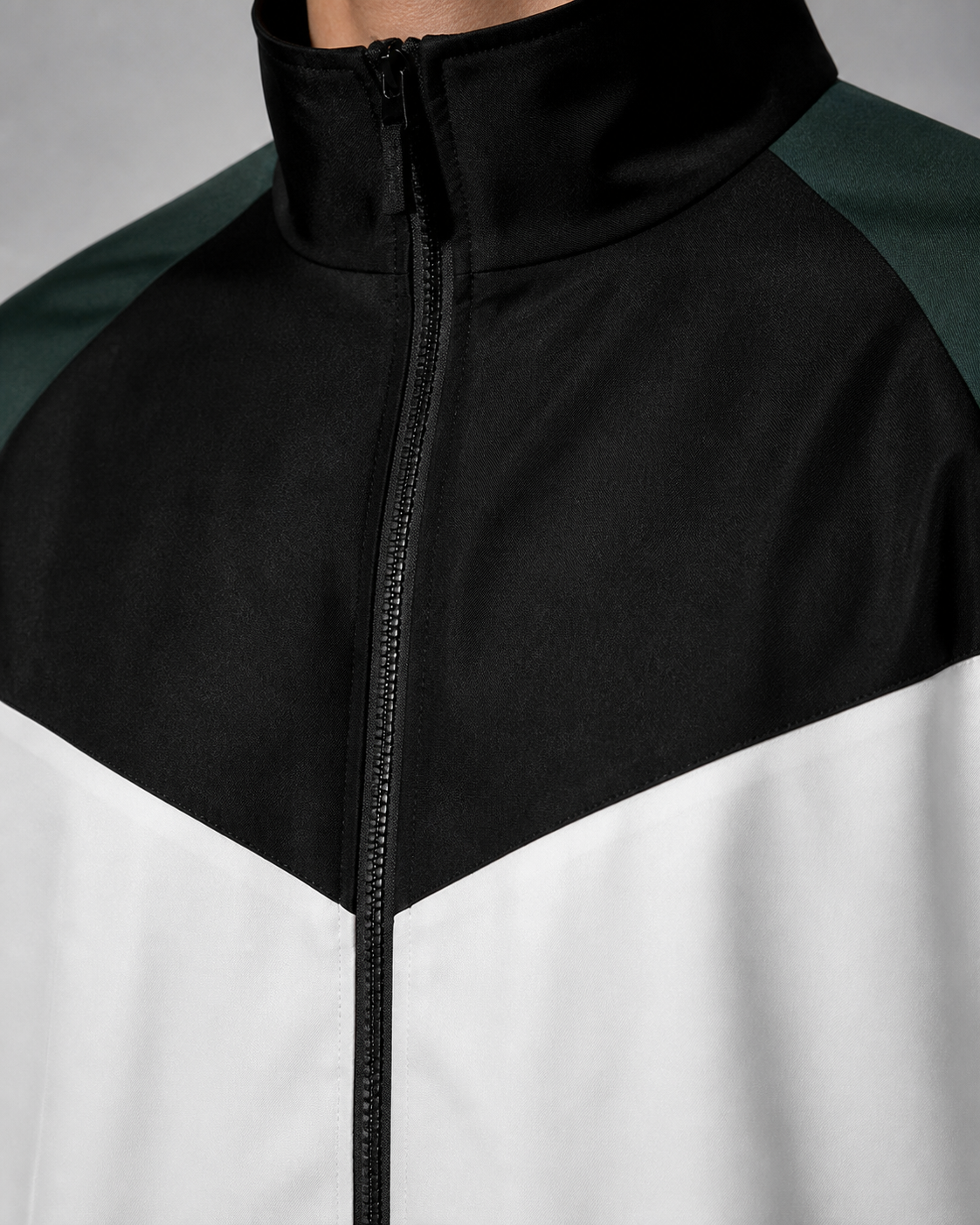 Men’s Colorblock Lightweight Sports Jacket | Black And White | macro | CodeCulture catalog
