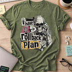 I Have a Rollback Plan Punk Collage Shirt — Military Green storefront mockup
