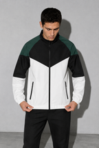 Men’s Colorblock Lightweight Sports Jacket | Black And White | adjusting | CodeCulture catalog