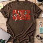 Caching Money Retro Typography Shirt — Dark Chocolate storefront mockup