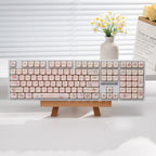 108-Key Mechanical Keyboard, Three-Mode Wired, Wireless, Bluetooth, Hot-Swappable, Suitable for Girls, Office, Gaming, Cute Rgb Lighting