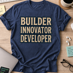 Builder Innovator Developer Vintage Shirt — Navy storefront mockup
