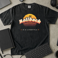 Rollback Is a Lifestyle Shirt — Black Comfort Colors 1717 flat lay