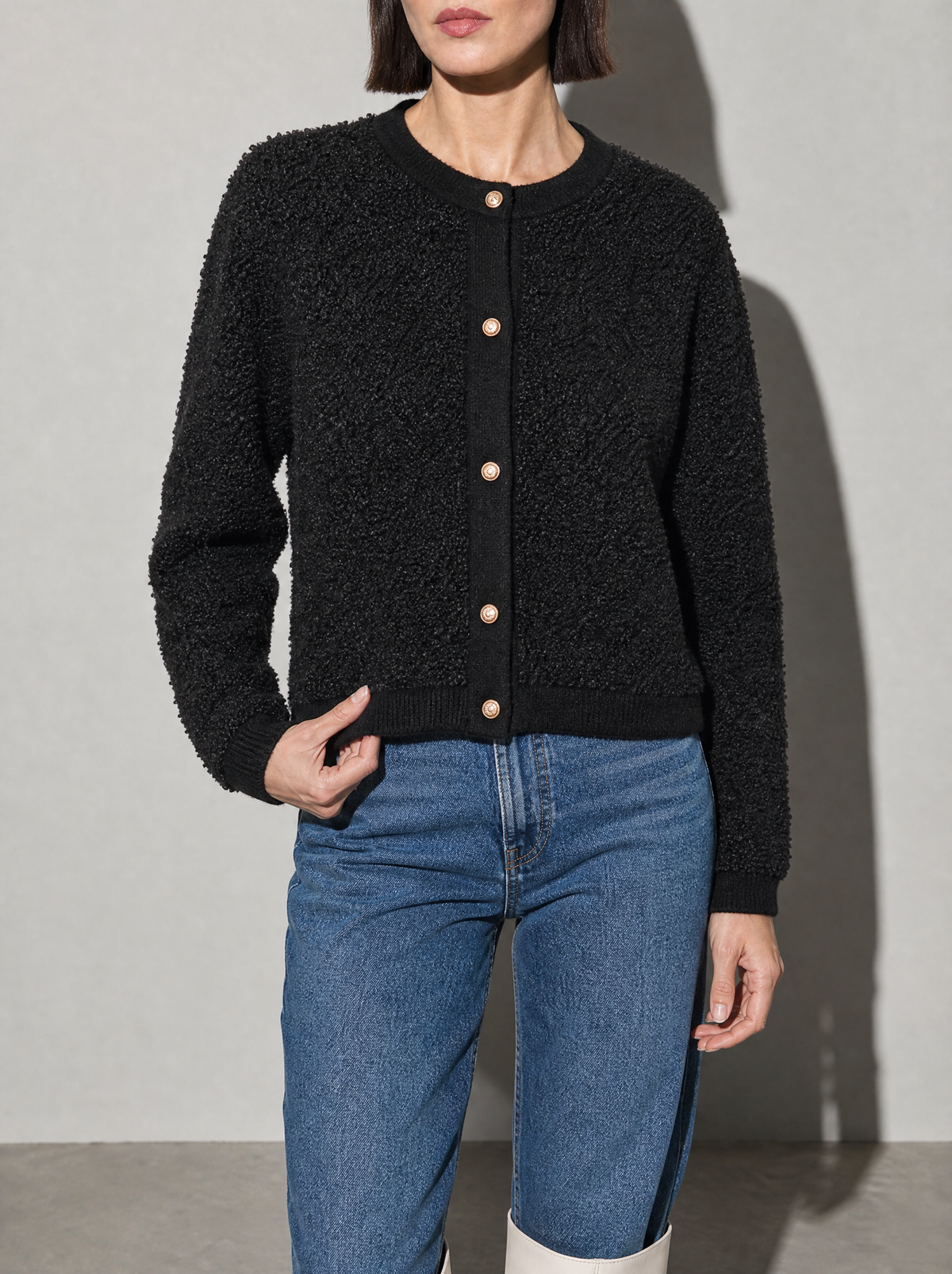 Women's Cardigan Textured Button Front
