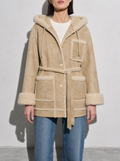 Women's Jacket Hooded Shearling Trim