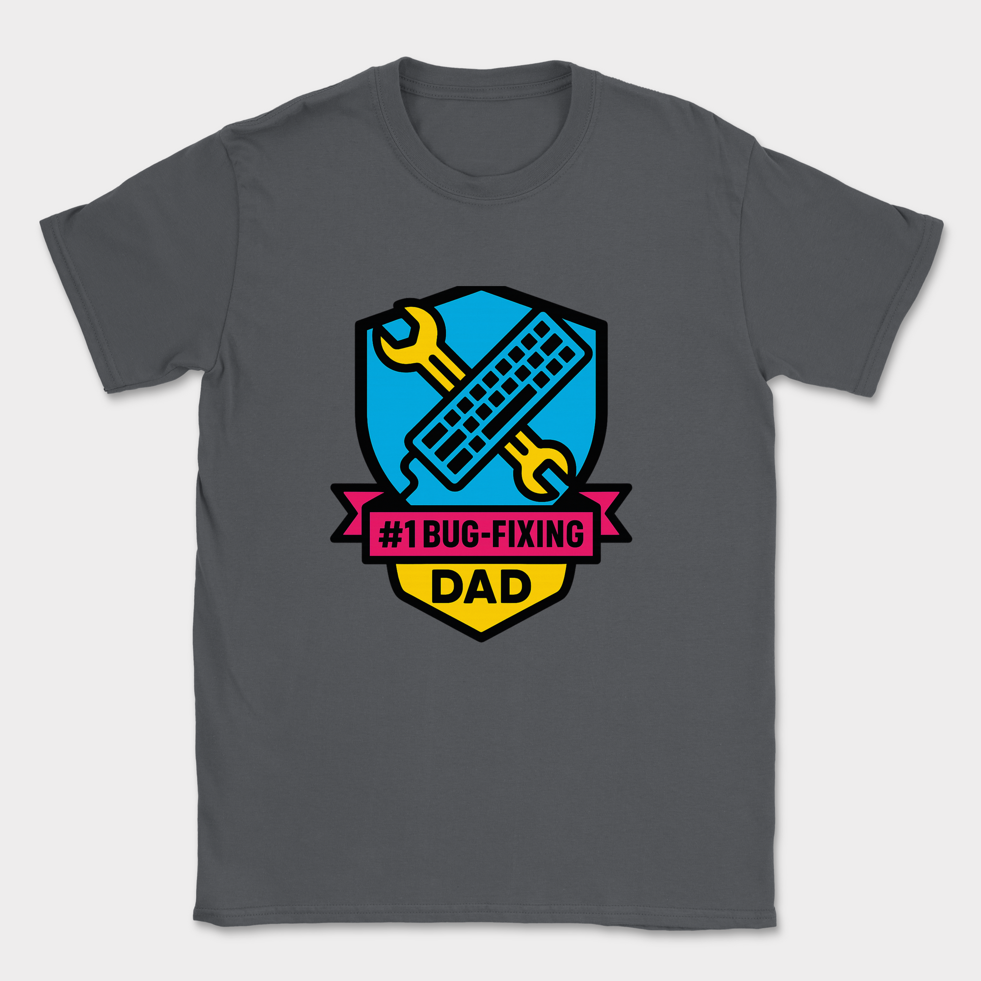 #1 bug fixing dad shirt — Dark Heather Grey