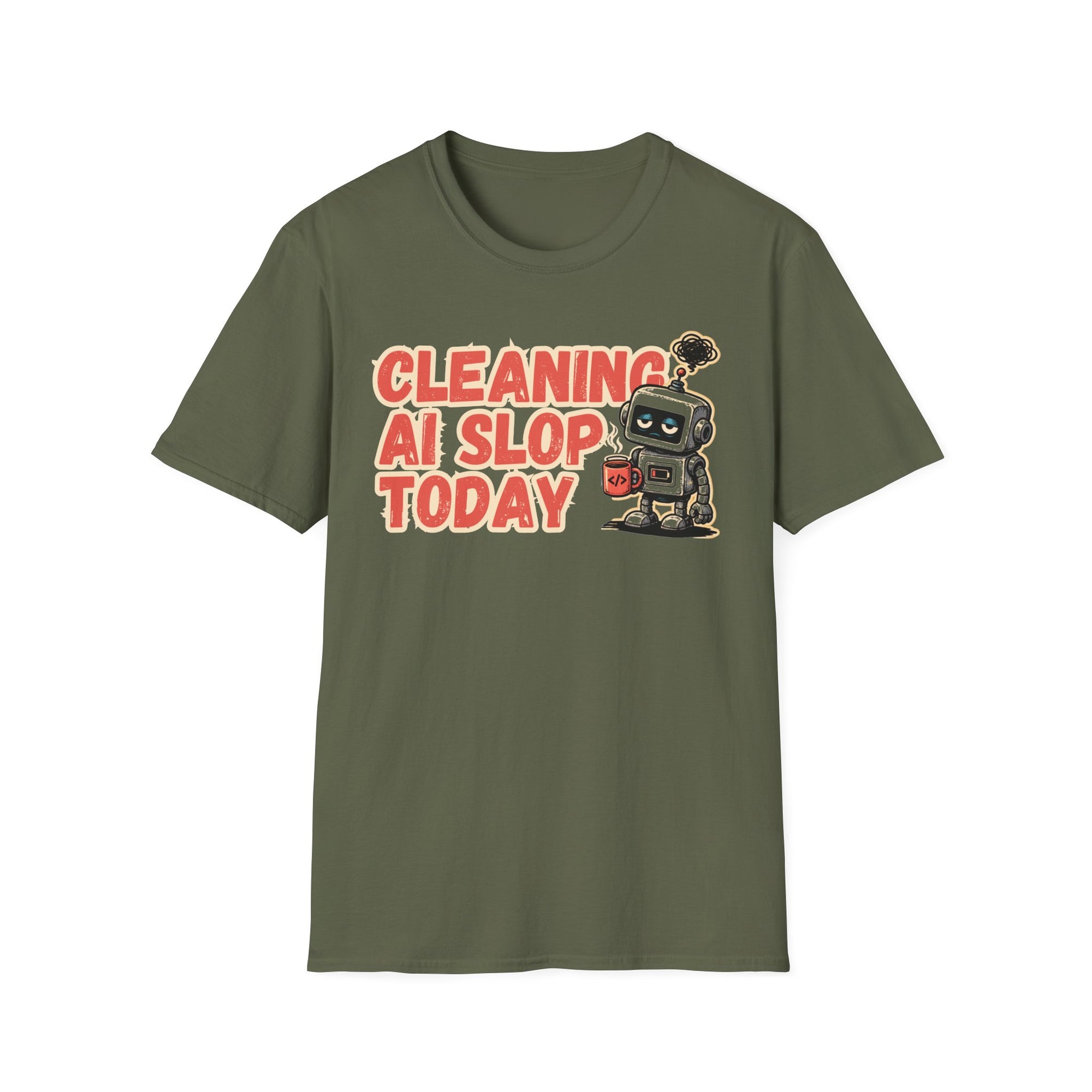 Cleaning AI Slop Today Retro Robot Shirt