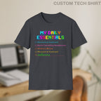 Code Culture my daily essentials Custom Shirt funny programmer T-Shirt in Dark Heather Grey — Code Culture developer clothing