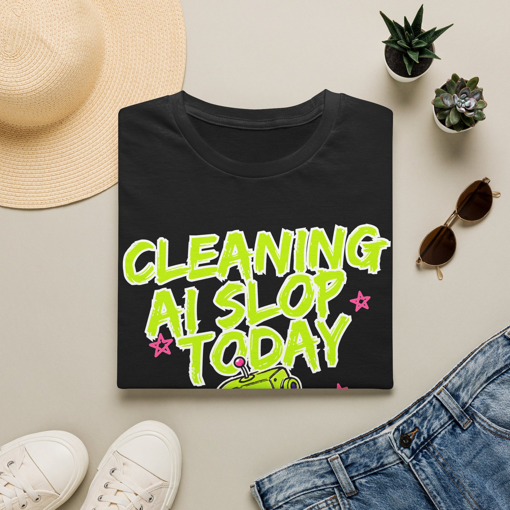 Cleaning AI Slop Today Graffiti Robot Shirt