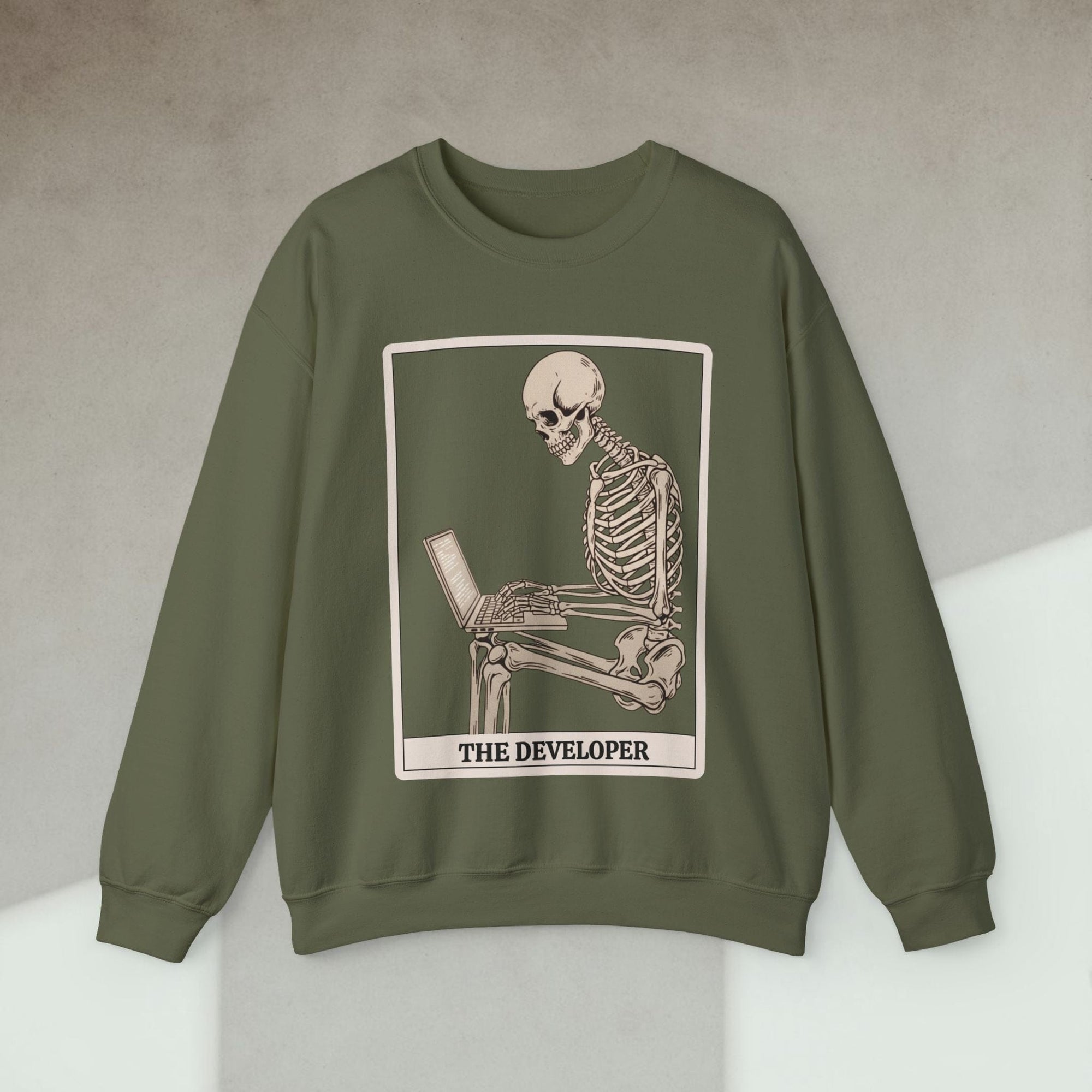 working skeleton developer sweatshirt
