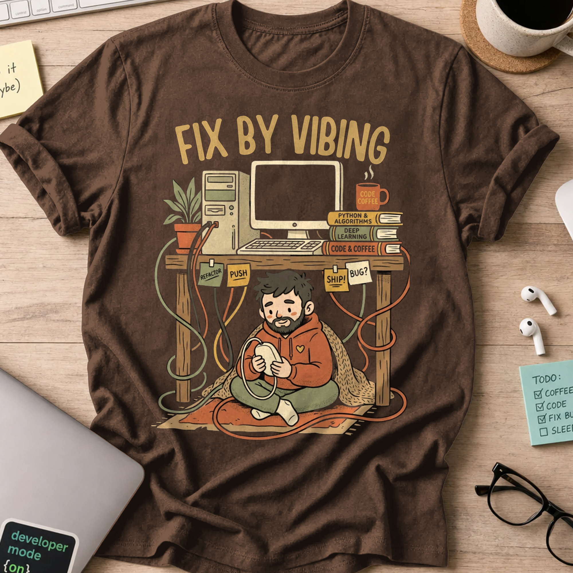Fix By Vibing Shirt — Dark Chocolate
