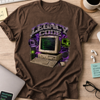 Legacy Code Retro Computer Shirt — Dark Chocolate storefront mockup