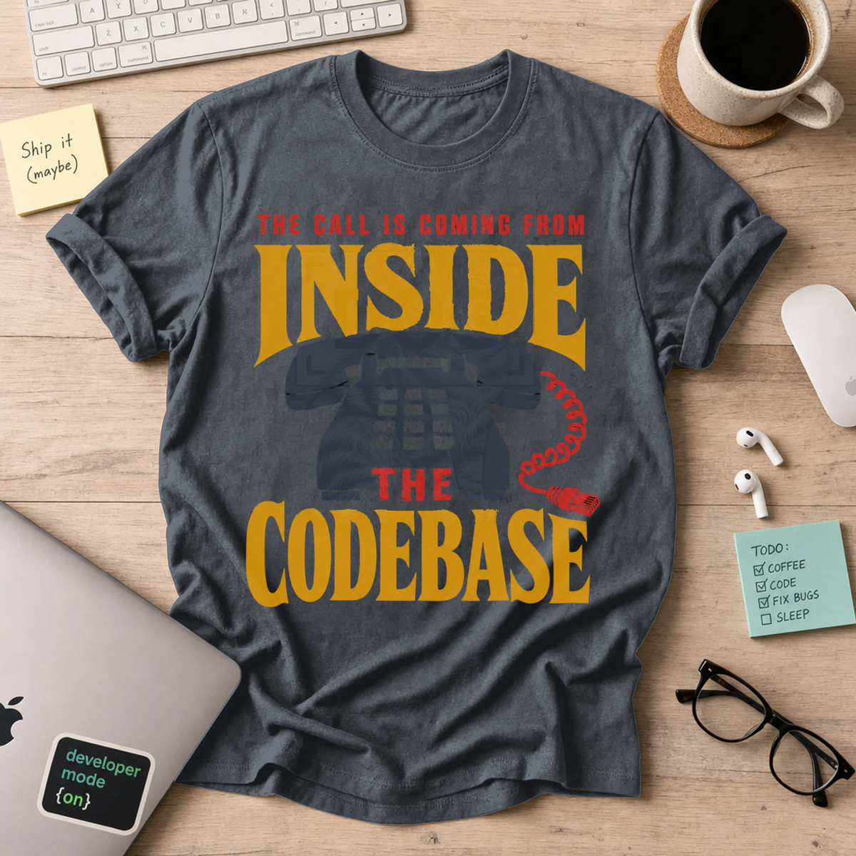 The Call Is Coming from Inside the Codebase Shirt — Dark Heather