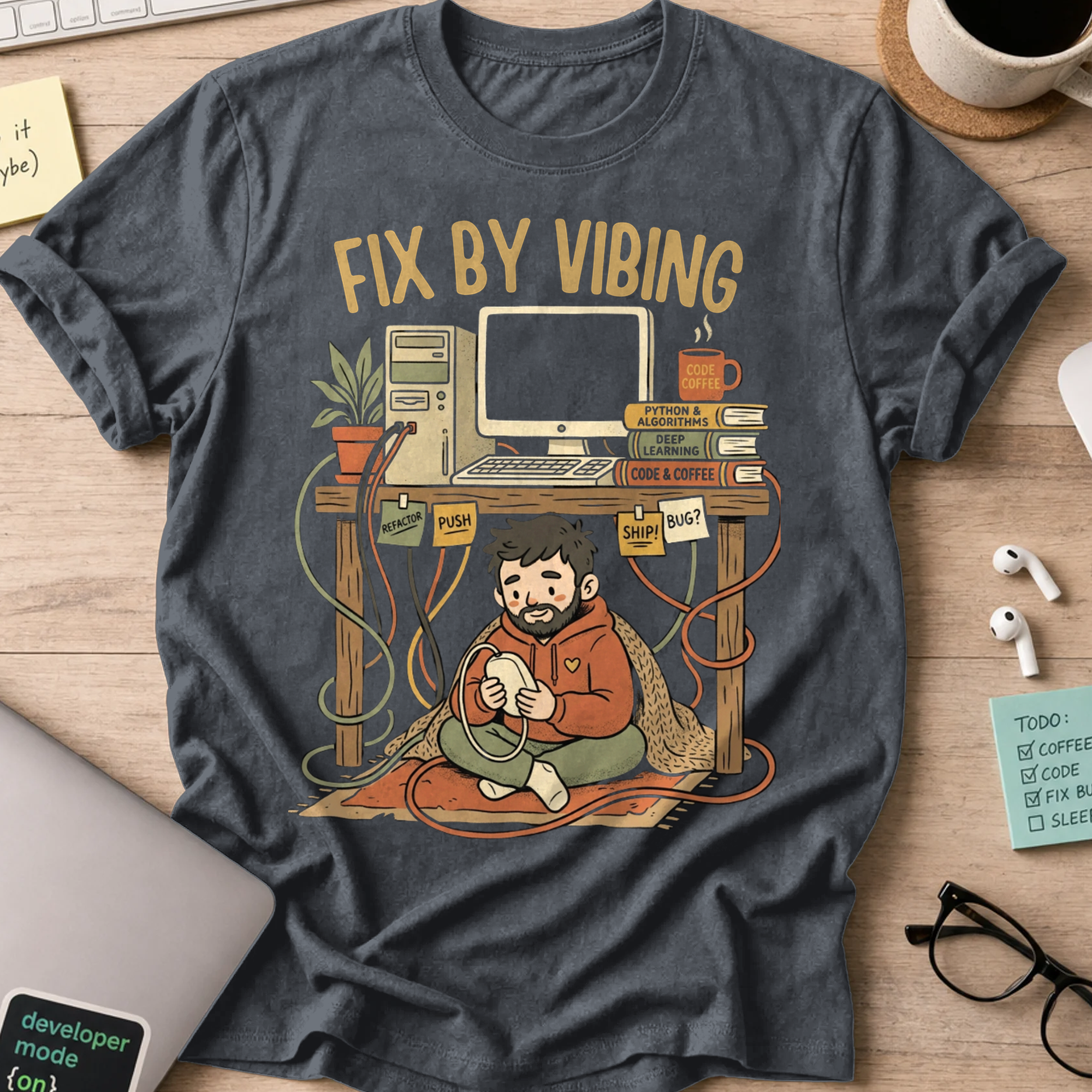Fix By Vibing Shirt — Dark Heather
