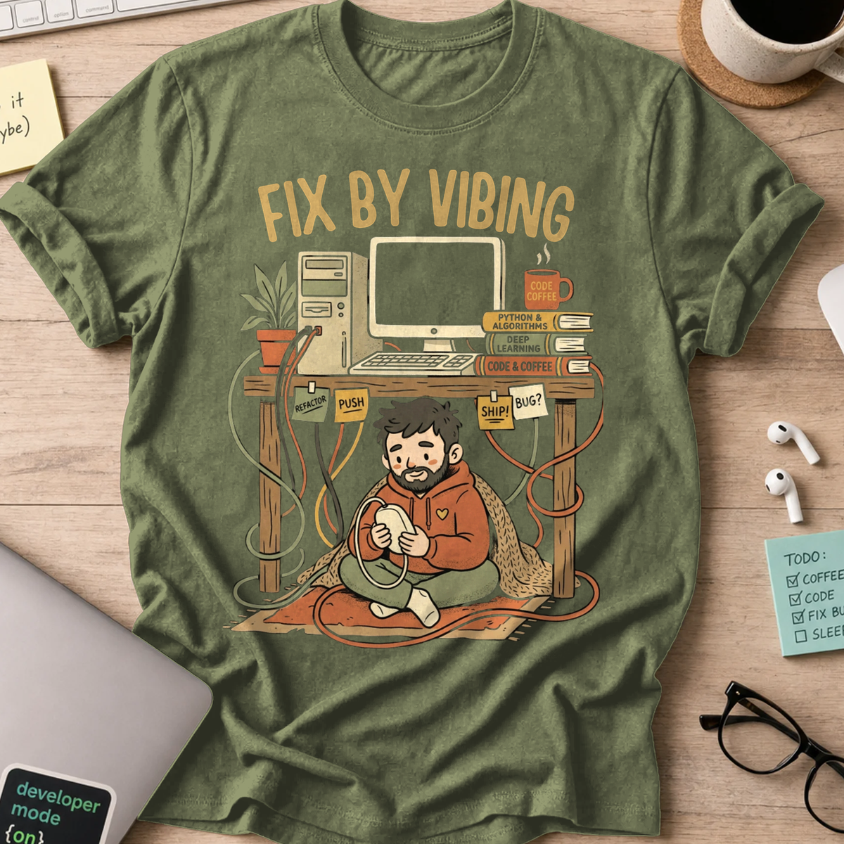 Fix By Vibing Shirt — Military Green