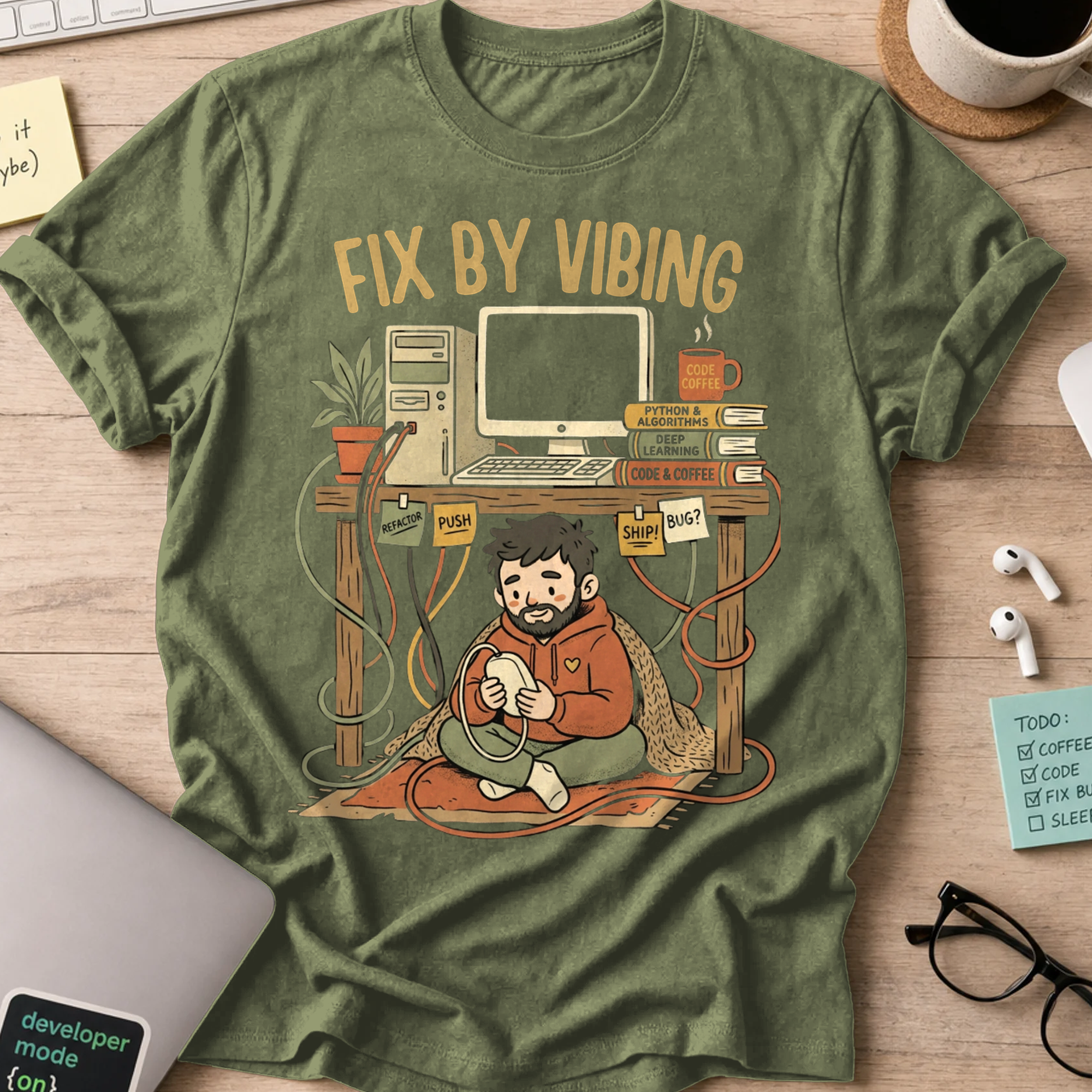 Fix By Vibing Shirt — Military Green