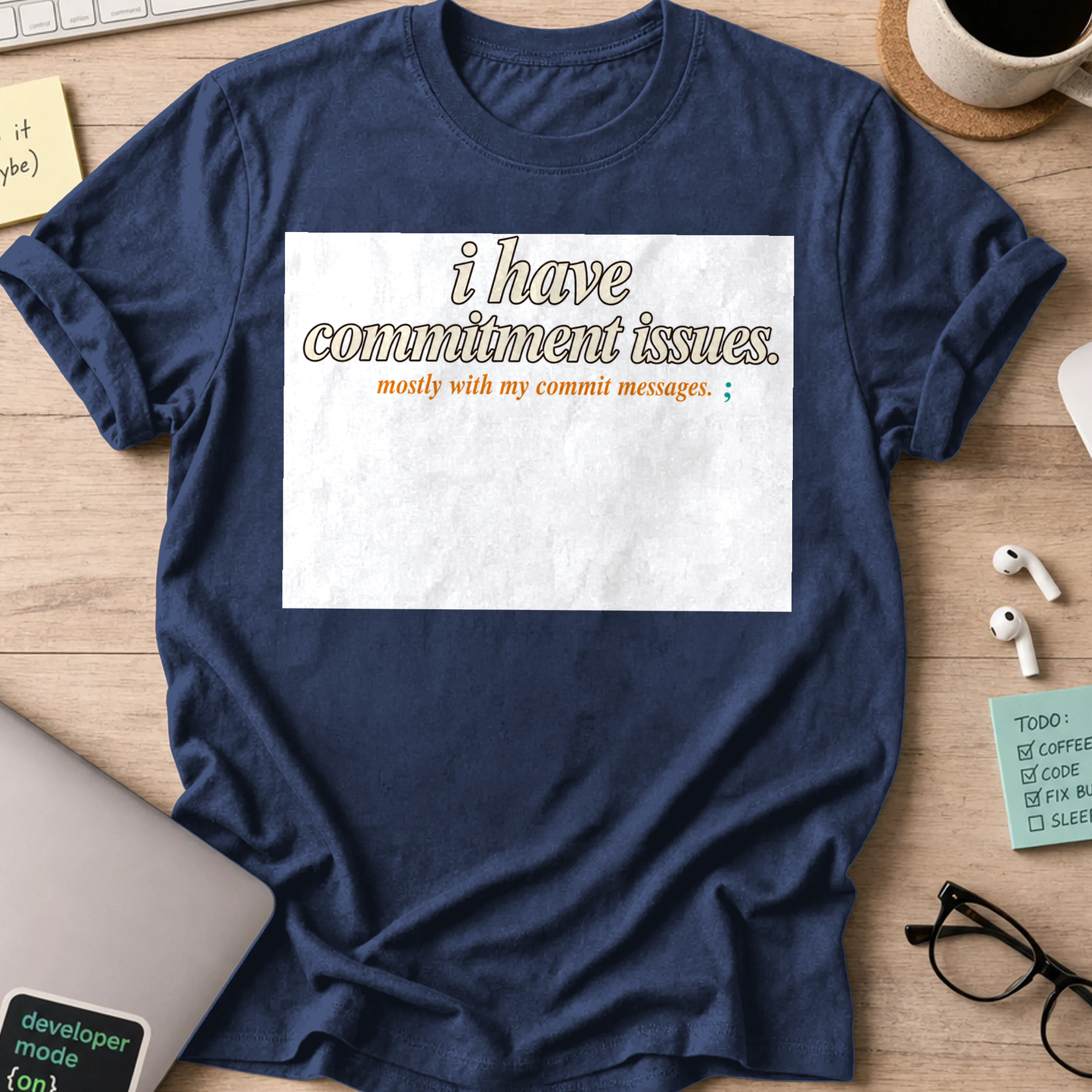 Commitment Issues Commit Messages Shirt — Navy