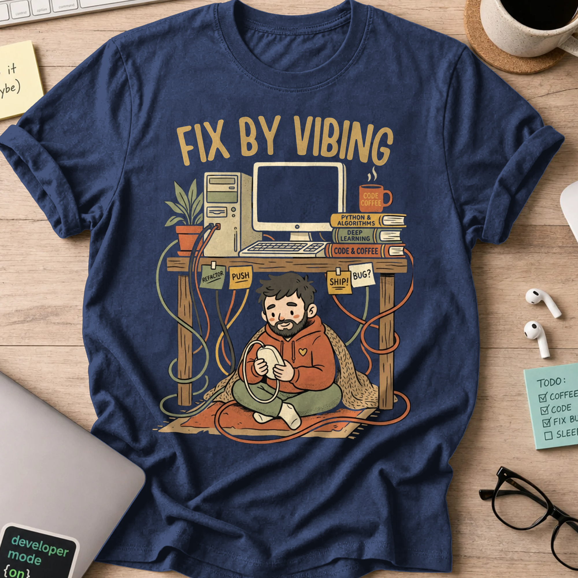 Fix By Vibing Shirt — Navy