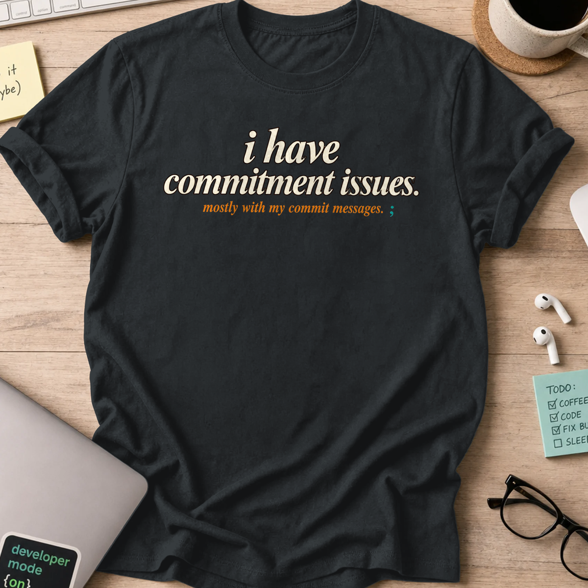 Commitment Issues Commit Messages Shirt — Black