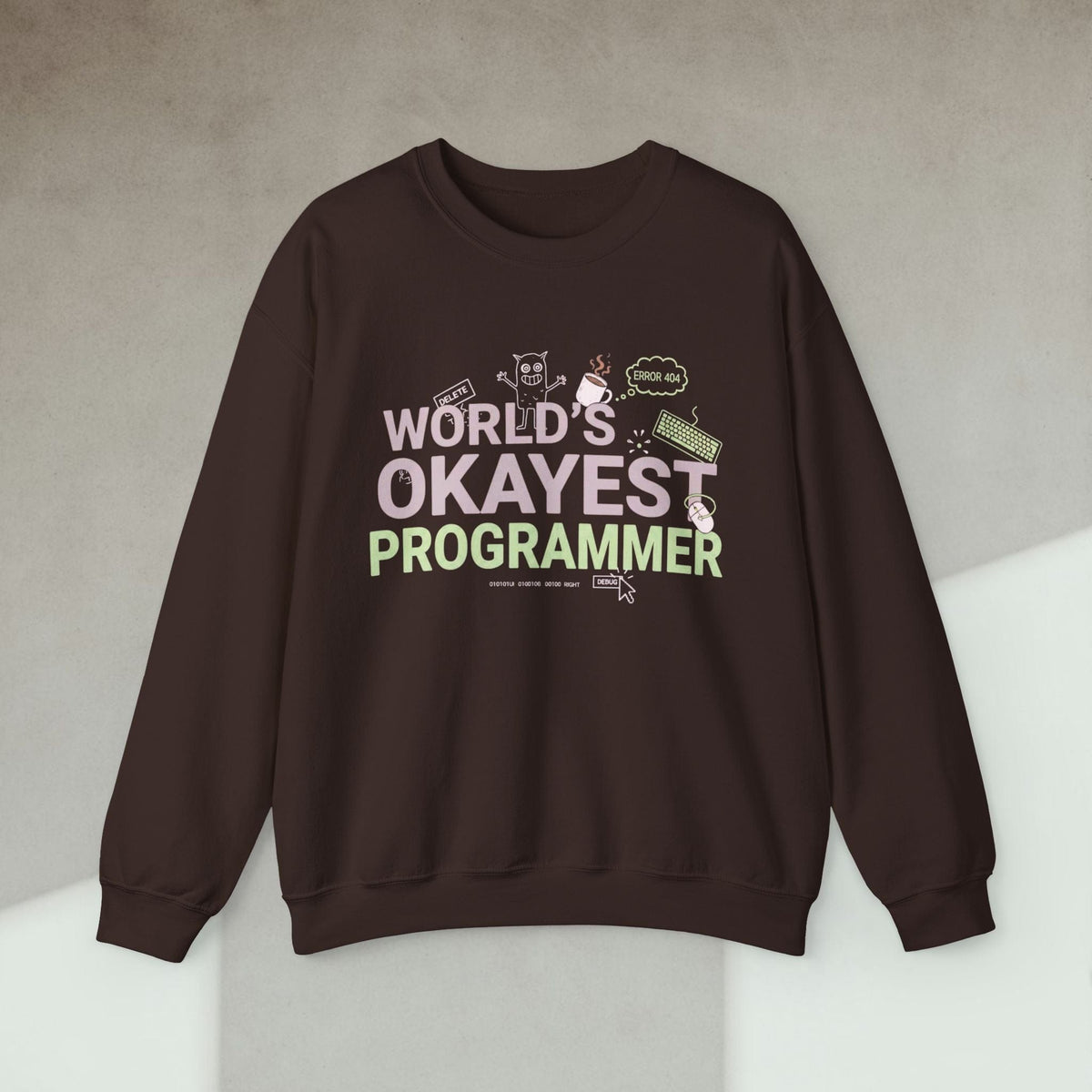 Code Culture world's okayest programmer sweatshirt funny programmer Sweatshirt in S — Code Culture developer clothing