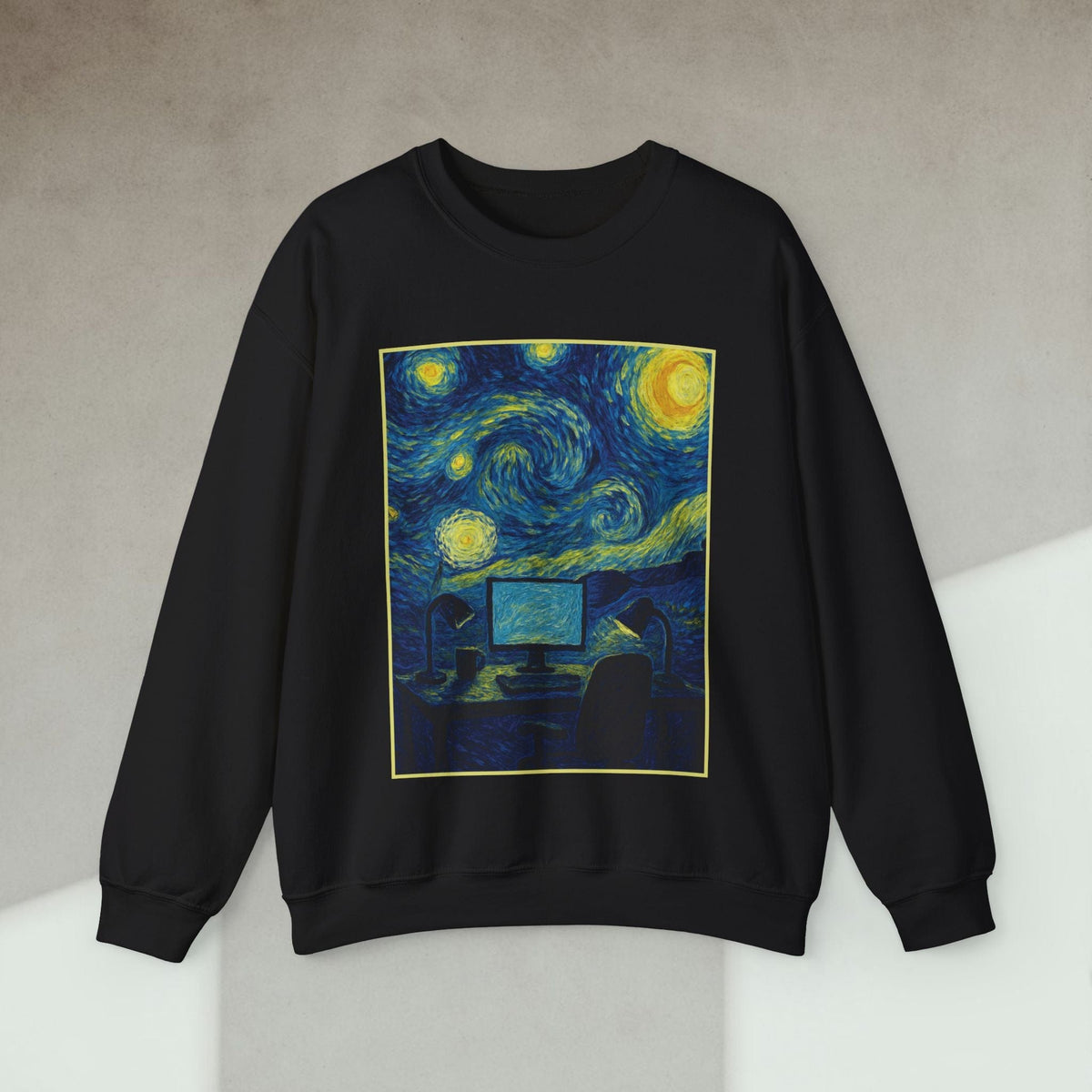 Code Culture van gogh desk sweatshirt funny programmer Sweatshirt in S — Code Culture developer clothing