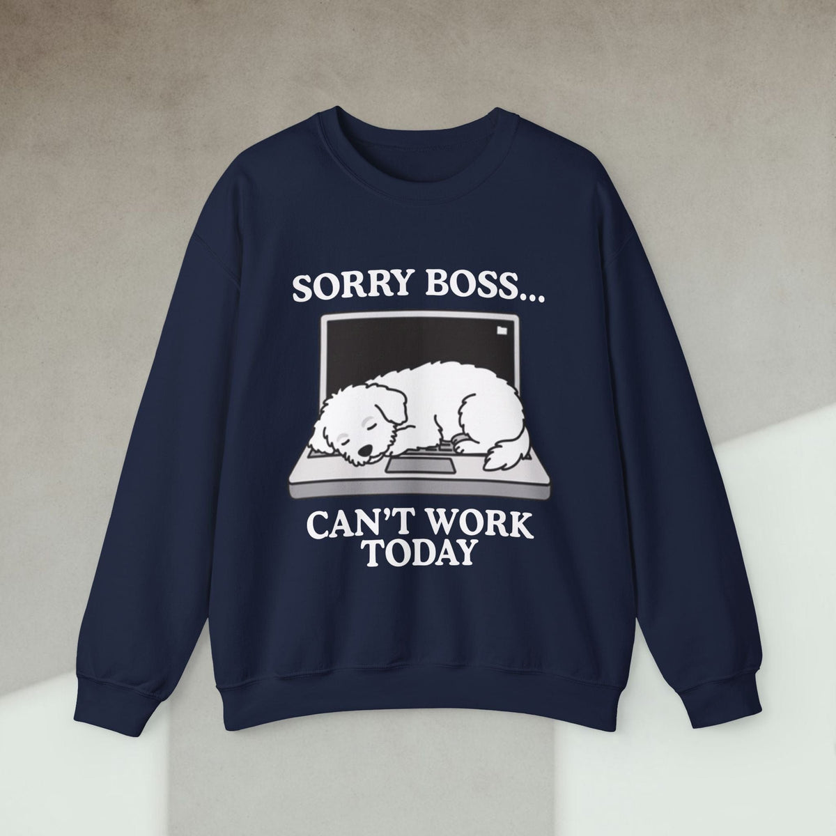 Code Culture sorry boss cant work today dog sweatshirt funny programmer Sweatshirt in S — Code Culture developer clothing