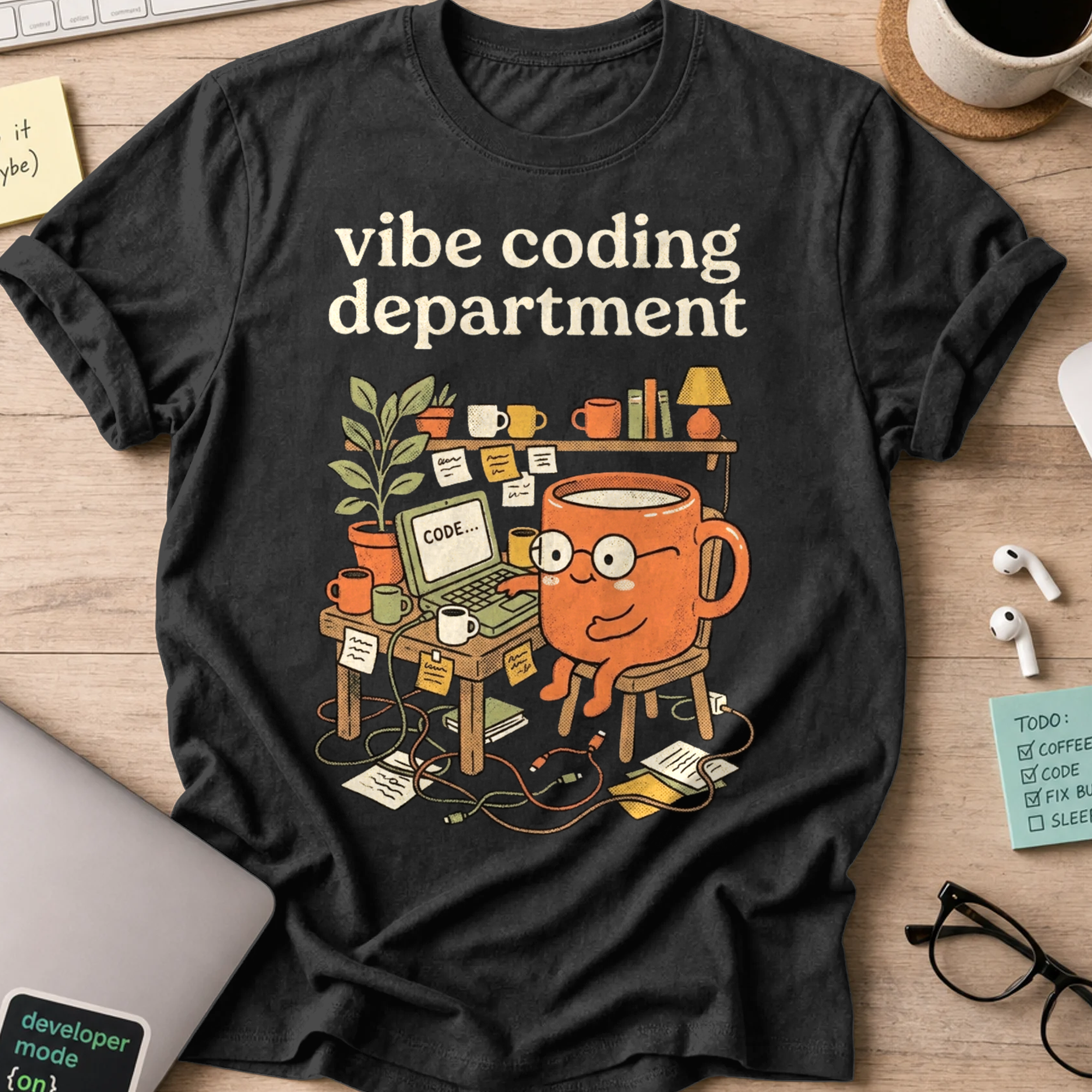 Cute Vibe Coding Department Shirt — Black