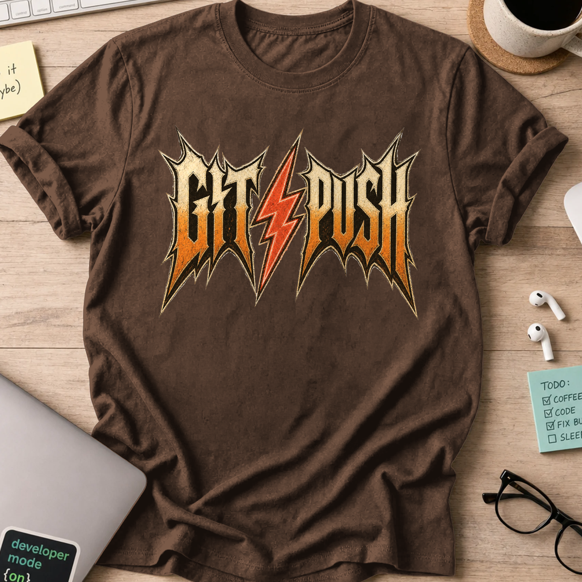 Git Push Arrow Shirt — Dark Chocolate