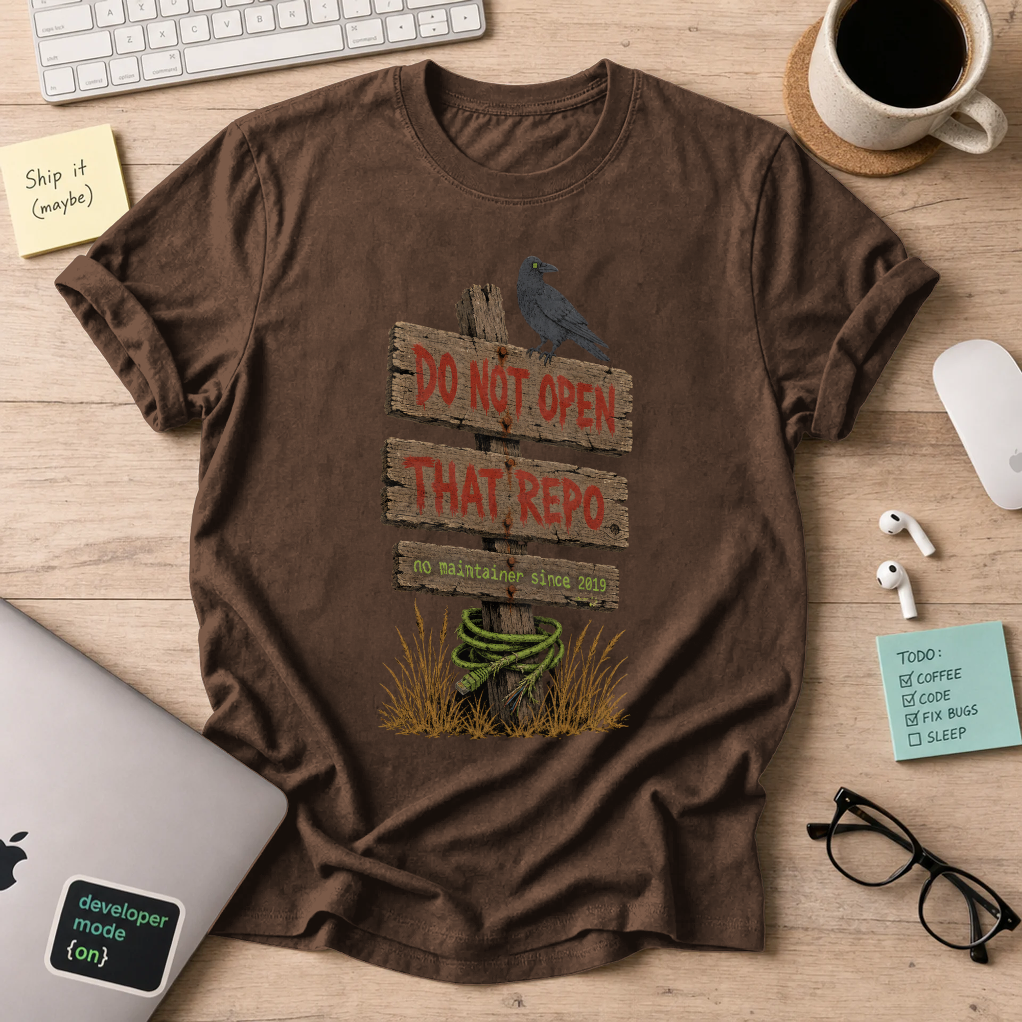 Do Not Open That Repo Shirt — Dark Chocolate
