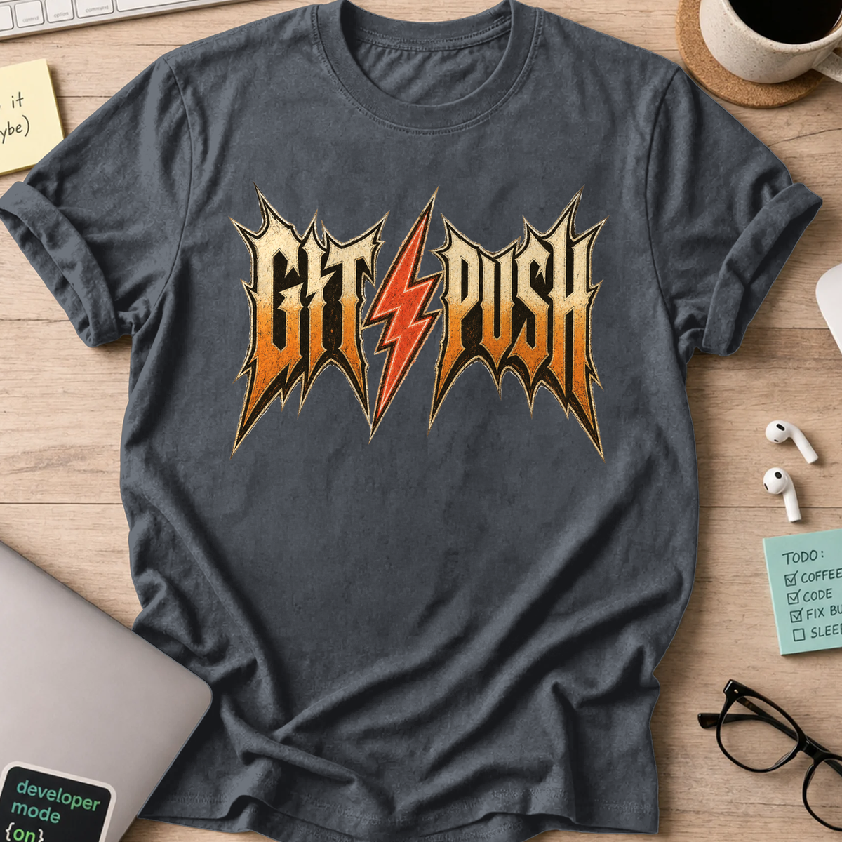 Git Push Arrow Shirt — Dark Heather