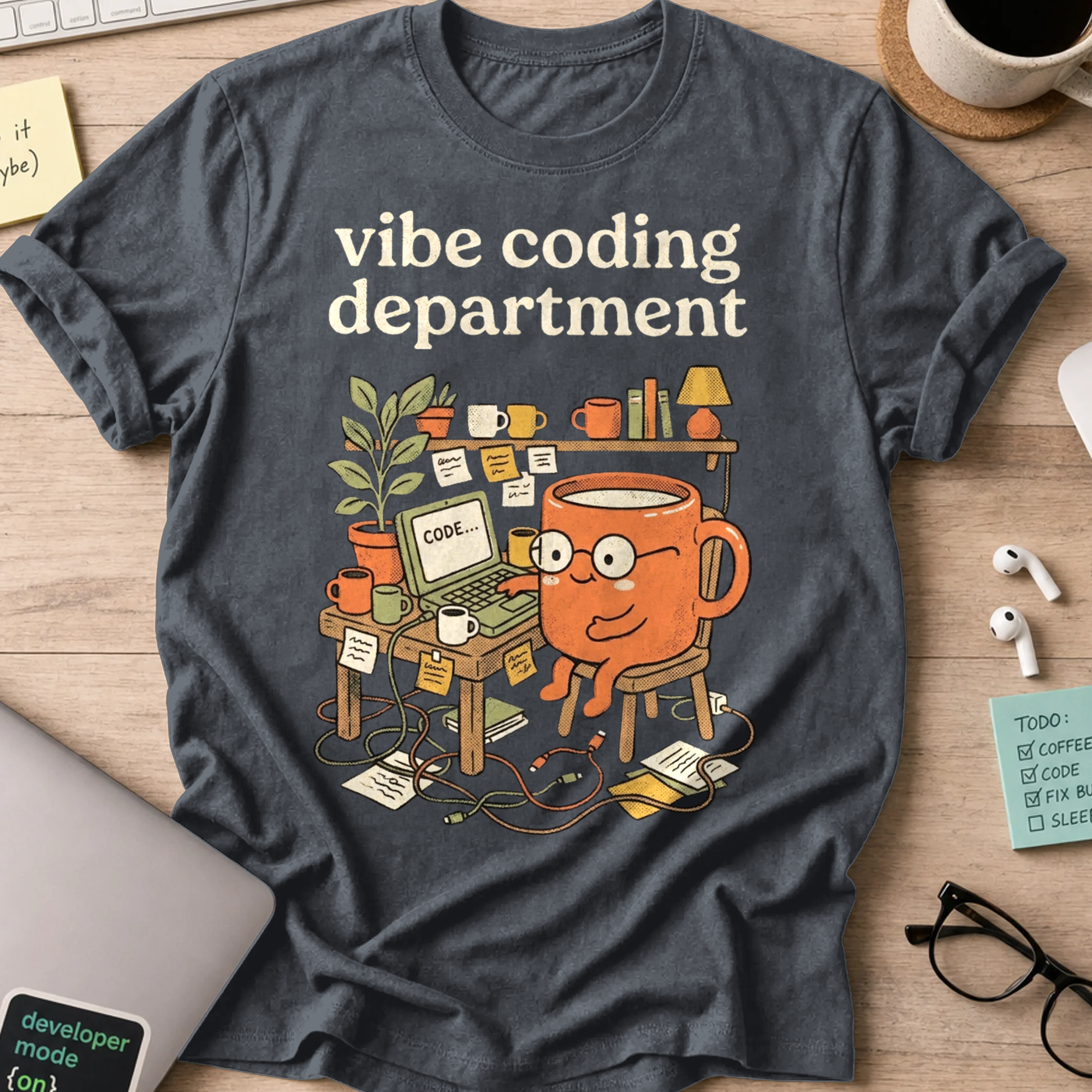 Cute Vibe Coding Department Shirt — Dark Heather