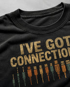 i've got connections Premium Shirt — 100% Ringspun Cotton Macro Detail