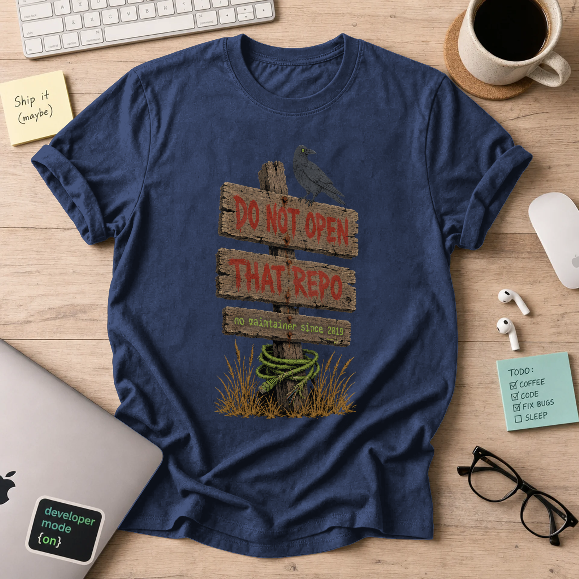 Do Not Open That Repo Shirt — Navy