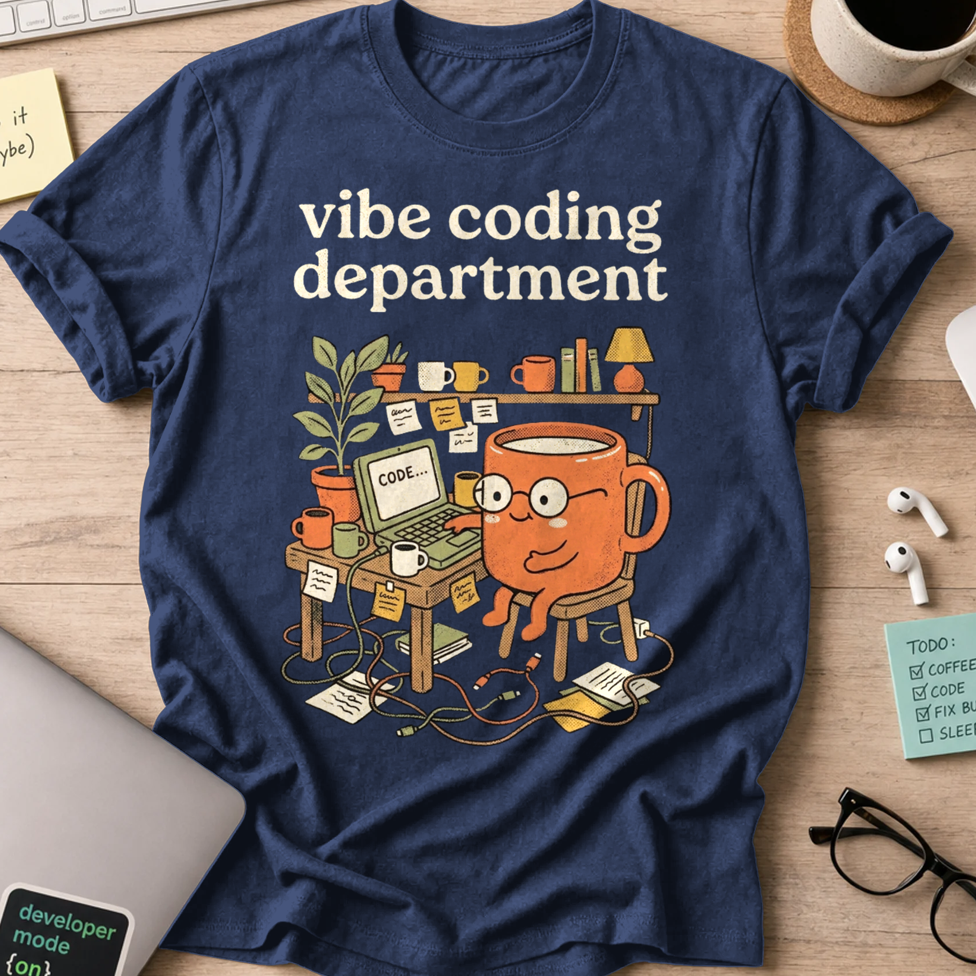 Cute Vibe Coding Department Shirt — Navy