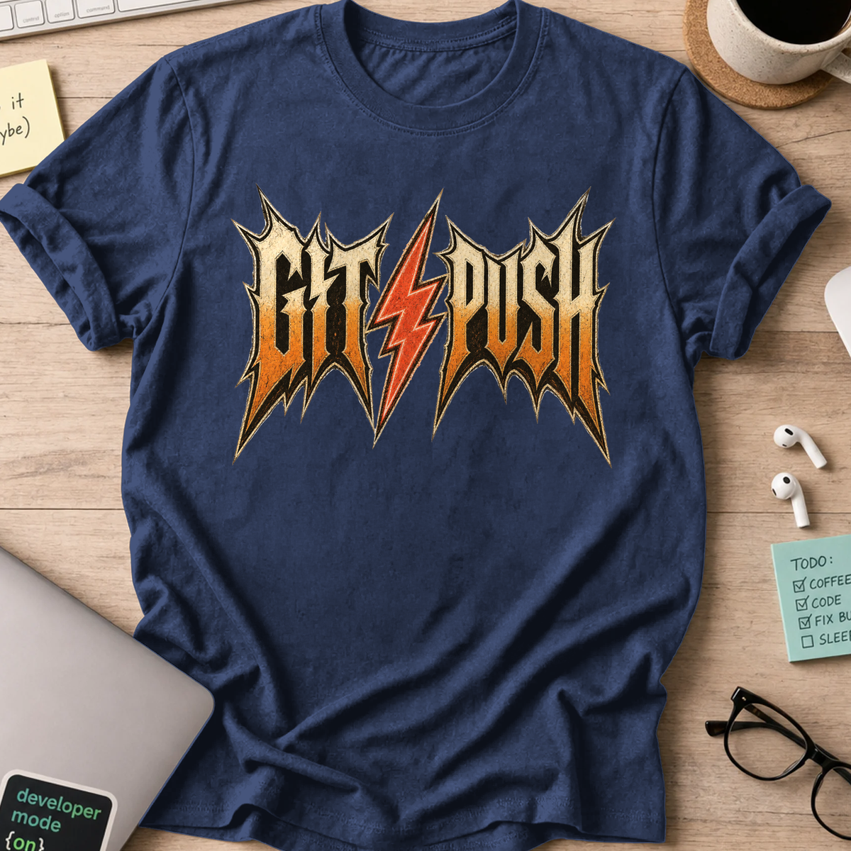 Git Push Arrow Shirt — Navy