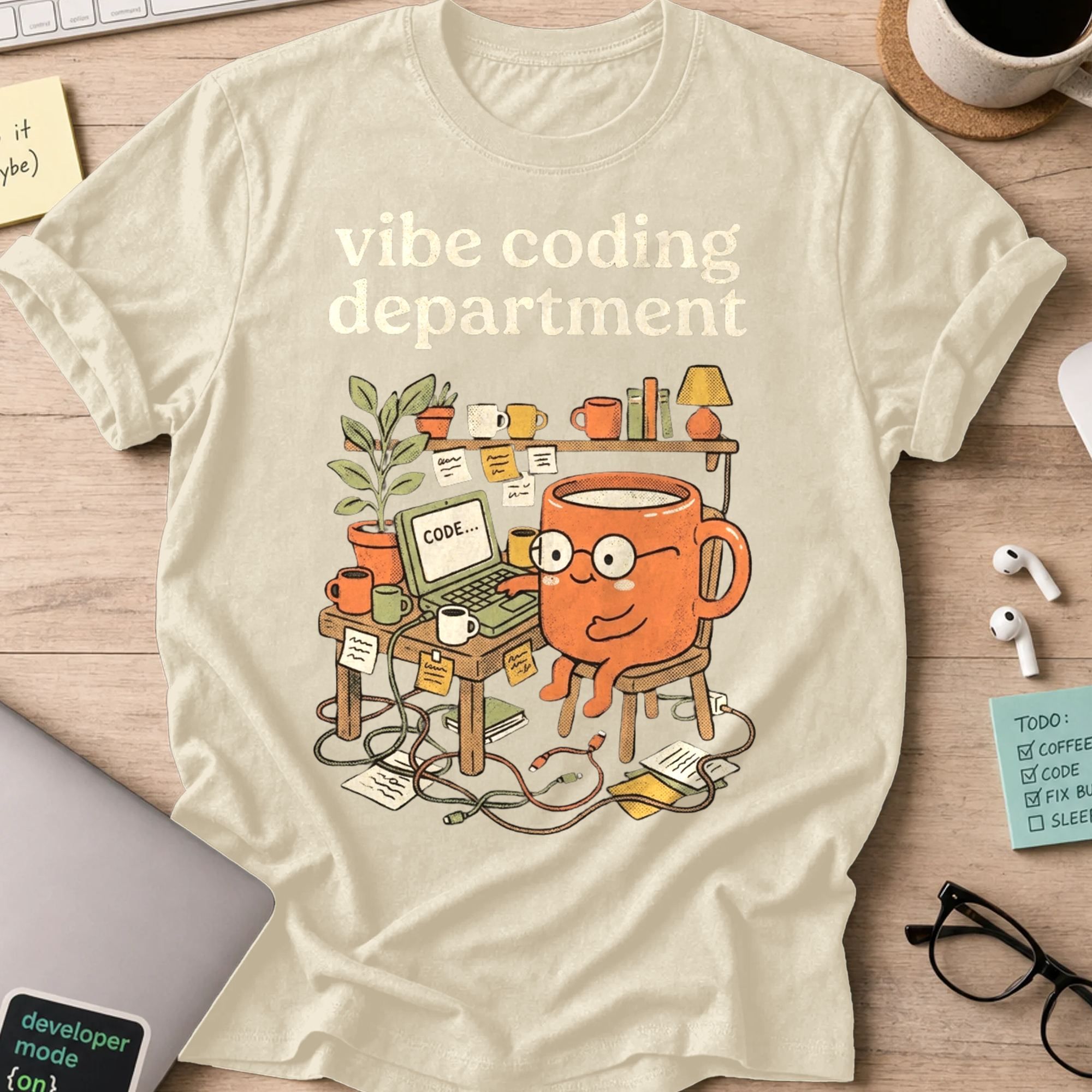 Cute Vibe Coding Department Shirt — Natural