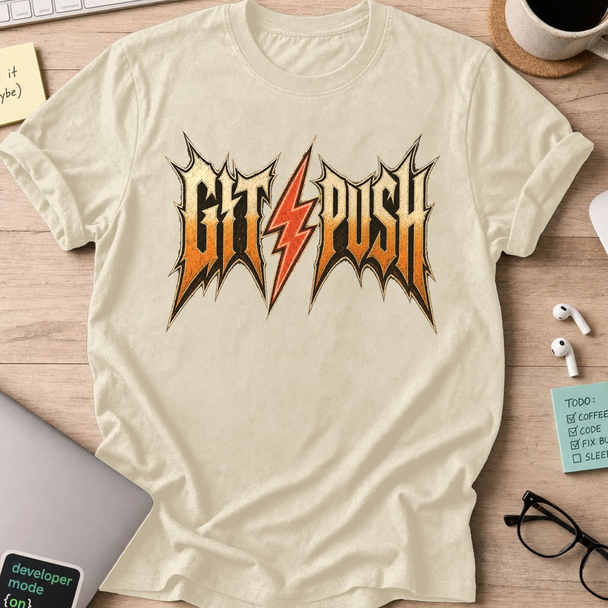 Git Push Arrow Shirt — Natural