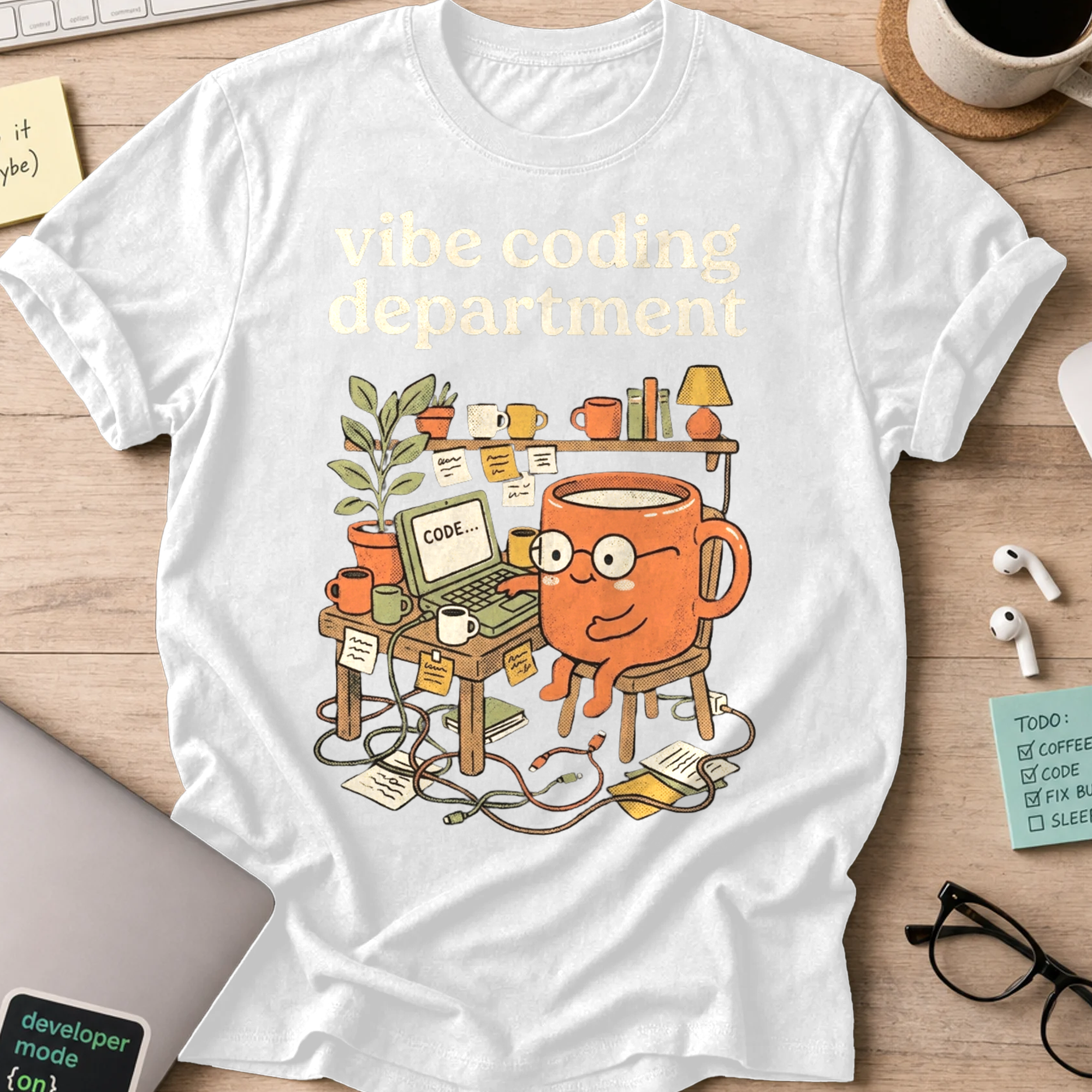 Cute Vibe Coding Department Shirt — White