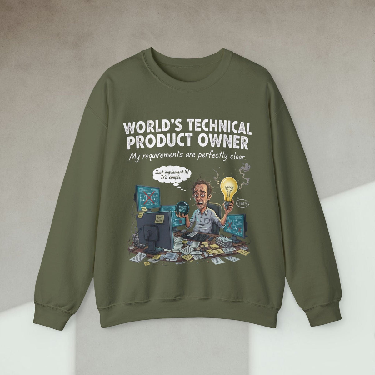 Code Culture world's technical product owner sweatshirt funny programmer Sweatshirt in S — Code Culture developer clothing