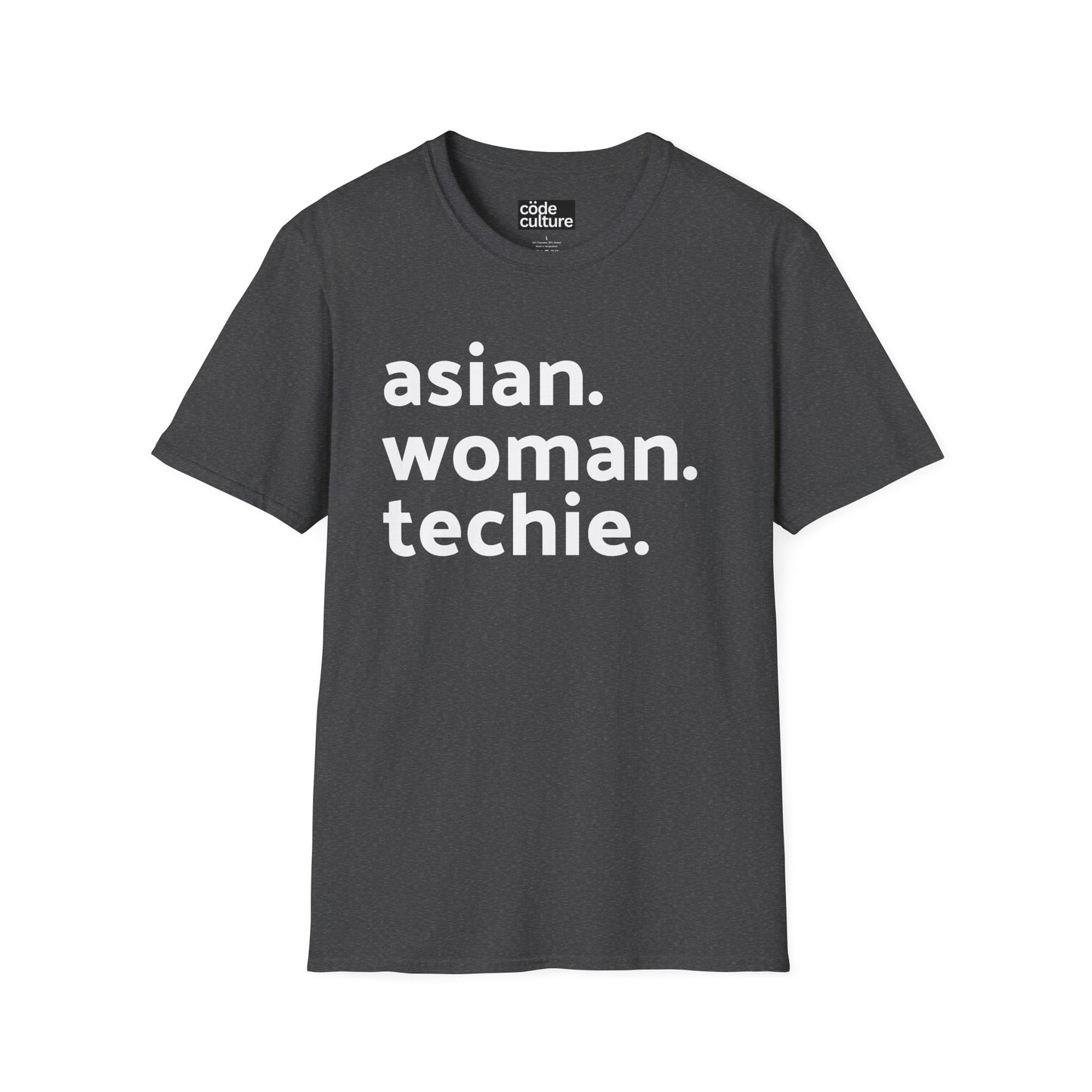 asian woman techie shirt