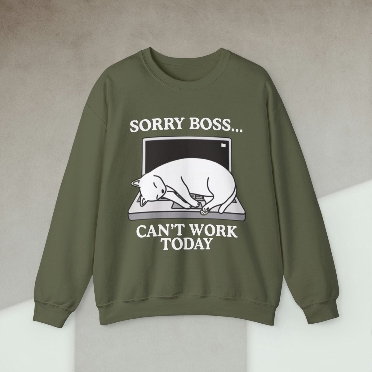 Code Culture sorry boss cant work today cat sweatshirt funny programmer Sweatshirt in S — Code Culture developer clothing