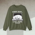 Code Culture sorry boss cant work today cat sweatshirt funny programmer Sweatshirt in S — Code Culture developer clothing