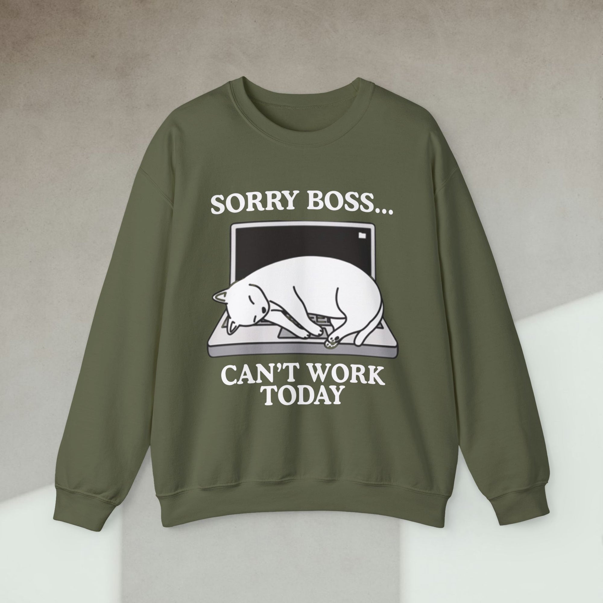sorry boss cant work today cat sweatshirt