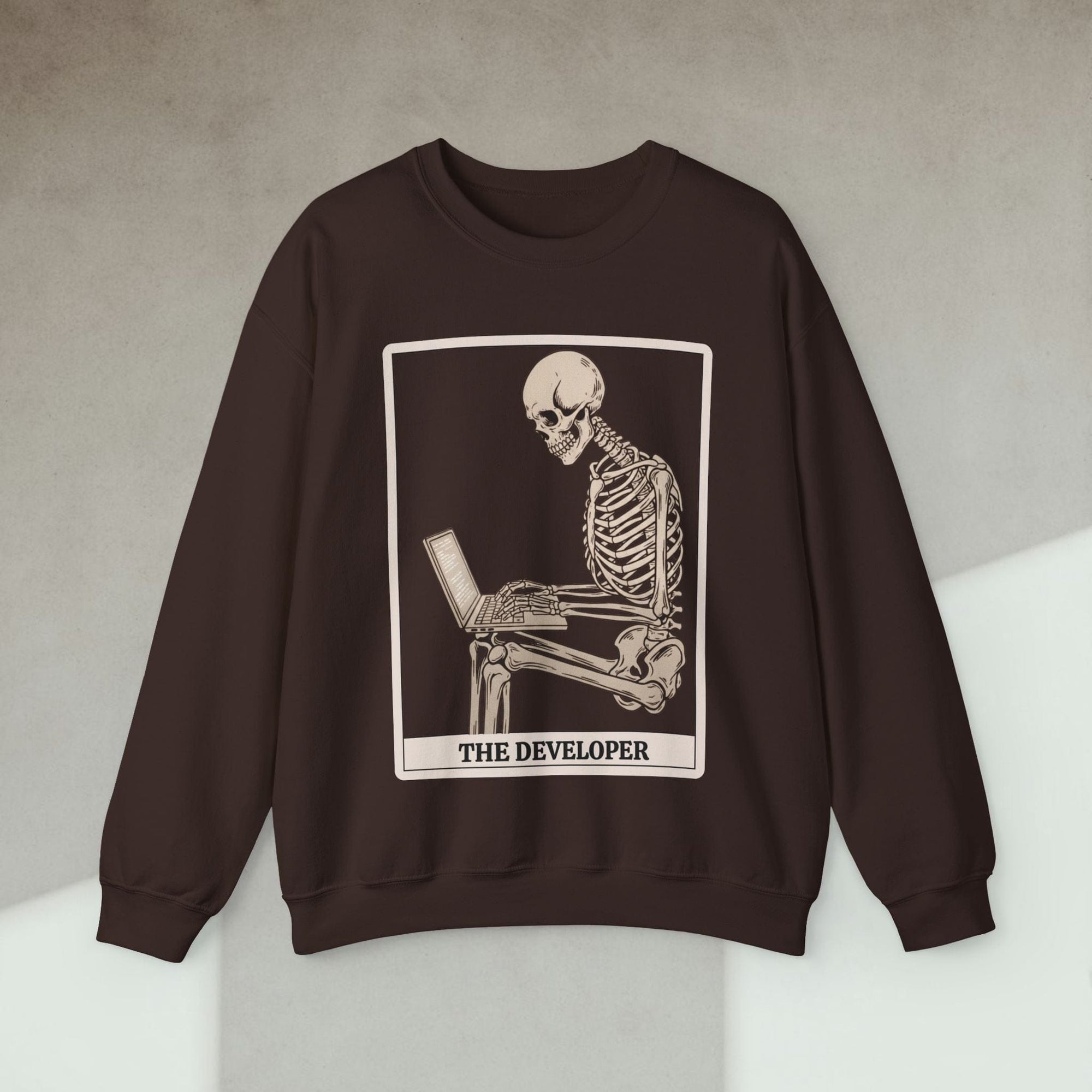 working skeleton developer sweatshirt
