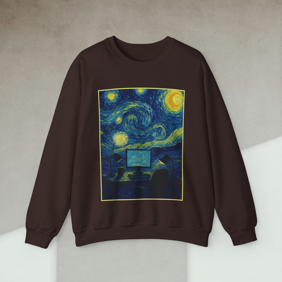 Code Culture van gogh desk sweatshirt funny programmer Sweatshirt in S — Code Culture developer clothing