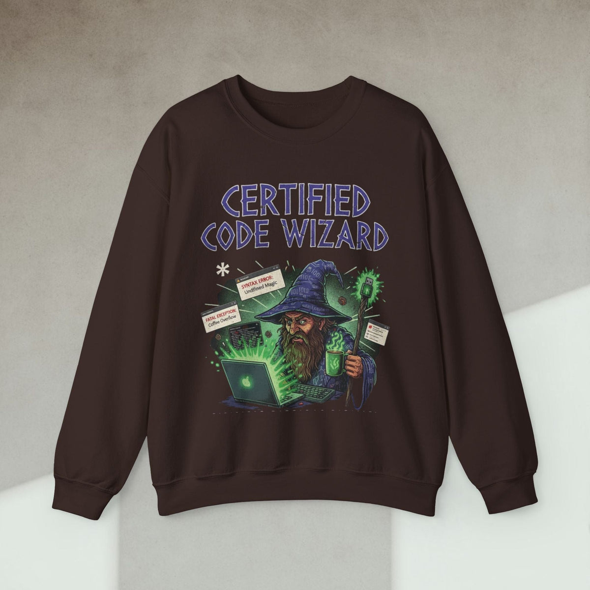 Code Culture certified code wizard sweatshirt funny programmer Sweatshirt in S — Code Culture developer clothing